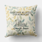 Personalized Leaf Pattern Skyline Couple Pillow Kussen (Achterkant)