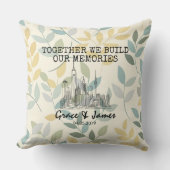 Personalized Leaf Pattern Skyline Couple Pillow Kussen (Voorkant)