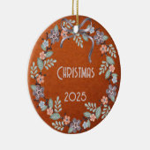 Personalized Leather Pastel Wreath Keramisch Ornament (Rechts)