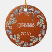 Personalized Leather Pastel Wreath Keramisch Ornament (Voorkant)