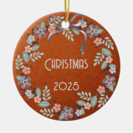 Personalized Leather Pastel Wreath Keramisch Ornament