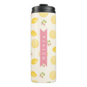 Personalized Lemon Floral Summer Custom Name Thermosbeker (Voorkant)