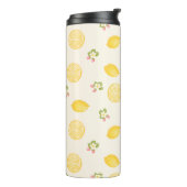 Personalized Lemon Floral Summer Custom Name Thermosbeker (Gedraaid links)