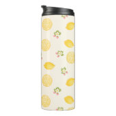 Personalized Lemon Floral Summer Custom Name Thermosbeker (Geroteerd rechts)