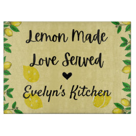 Personalized Lemon Glass Cutting Board Snijplank