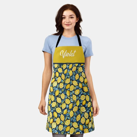 Personalized Lemon Kitchen Apron Schort (Gedragen)