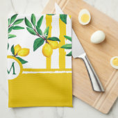 Personalized Lemon Leaf Monogram Kitchen Towels Theedoek (Quarter Fold)