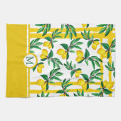 Personalized Lemon Leaf Monogram Kitchen Towels Theedoek (Horizontaal)