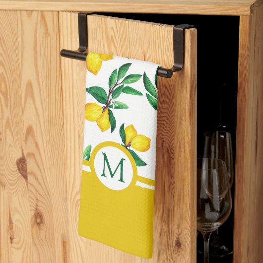 Personalized Lemon Leaf Monogram Kitchen Towels Theedoek (Derde Gevouwen)