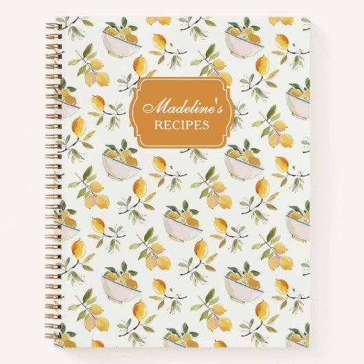 Personalized Lemon Pattern Recipe Book Notitieboek (Voorkant)