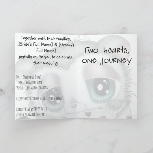 Personalized Lemur Wedding Invitation - Hand-Drawn (Binnen)