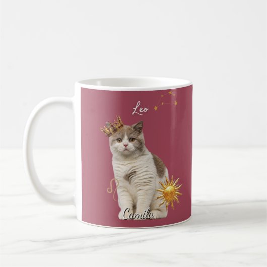 Personalized Leo Cat Mug with Name Koffiemok (Links)