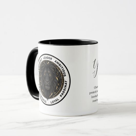 Personalized Leo Zodiac sign Name and traits Mok (Voorkant links)