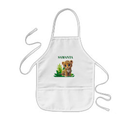 Personalized Leopard Kids Art Apron Kinder Schort