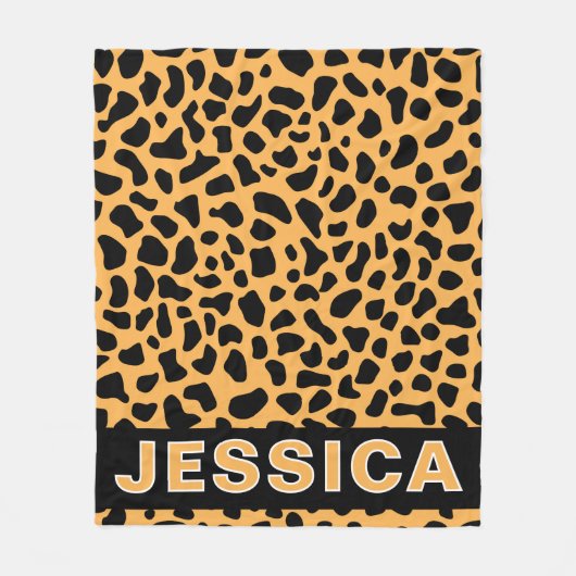 Personalized Leopard Print Custom Name Wild Animal Fleece Deken (Voorkant)