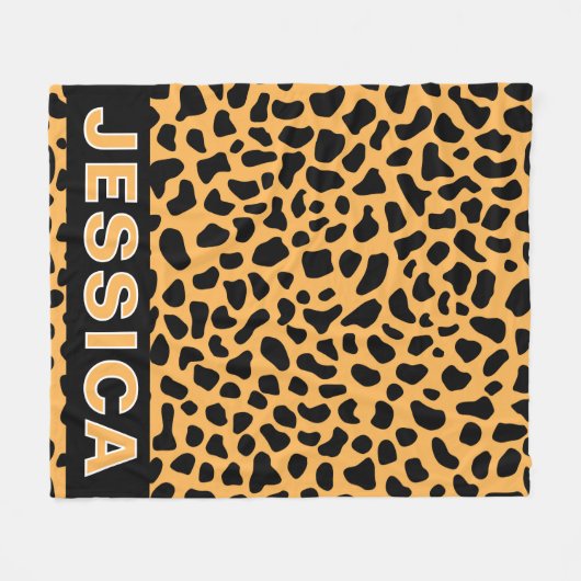 Personalized Leopard Print Custom Name Wild Animal Fleece Deken (Voorkant (Horizontaal))