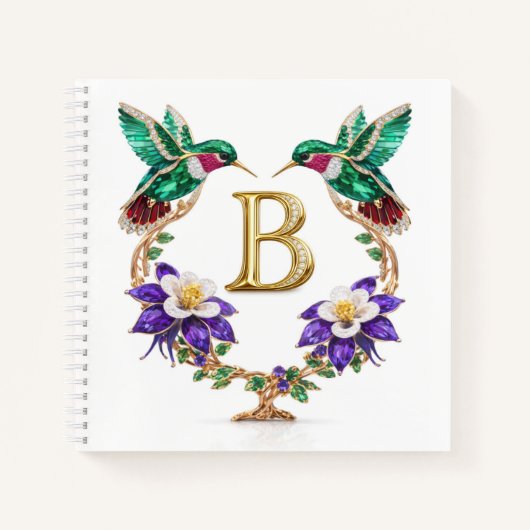 Personalized Letter B Wedding Planner Hummingbird Notitieboek (Voorkant)