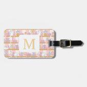 Personalized Letter Cats Library Book Girl Pink Bagagelabel (Voorkant horizontaal)