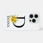 Personalized Letter D Sunflower Phone Case iPhone Hoesje (Achterkant horizontaal)