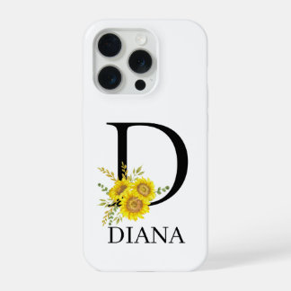 Personalized Letter D Sunflower Phone Case iPhone 15 Pro Case