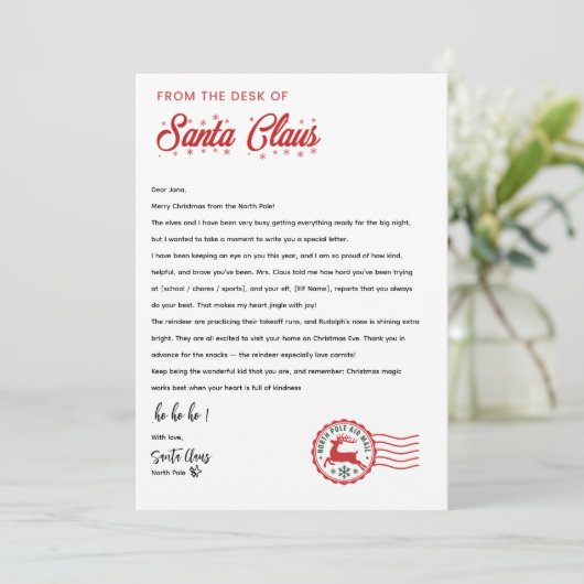 Personalized Letter From Santa Claus | North Pole  Kaart (Staand voorkant)