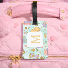 Personalized Letter Magic Books Girl School Green Bagagelabel