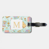 Personalized Letter Magic Books Girl School Green Bagagelabel (Achterkant horizontaal)