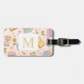 Personalized Letter Magic Books Girl School Pink Bagagelabel (Voorkant horizontaal)