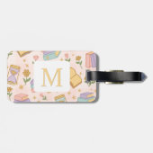 Personalized Letter Magic Books Girl School Pink Bagagelabel (Achterkant horizontaal)