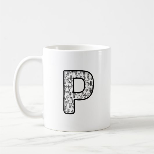Personalized Letter P Ceramic Mug Koffiemok (Links)