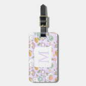 Personalized Letter Tea & Bookish Cat Girl Purple Bagagelabel (Voorkant verticaal)