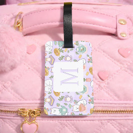 Personalized Letter Tea & Bookish Cat Girl Purple Bagagelabel