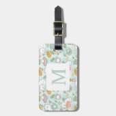 Personalized Letter Tea Bookish Cat Traveler Green Bagagelabel (Voorkant verticaal)