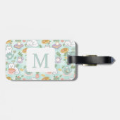 Personalized Letter Tea Bookish Cat Traveler Green Bagagelabel (Achterkant horizontaal)