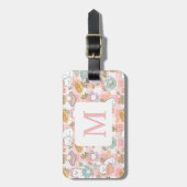 Personalized Letter Tea Bookish Cat Traveler Pink Bagagelabel (Voorkant verticaal)