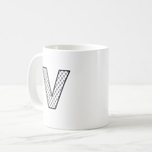 Personalized Letter V Ceramic Monogram Mug Koffiemok (Voorkant links)