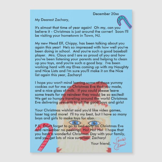 Personalized Letters from Santa Blue Child's Name (Voorkant)