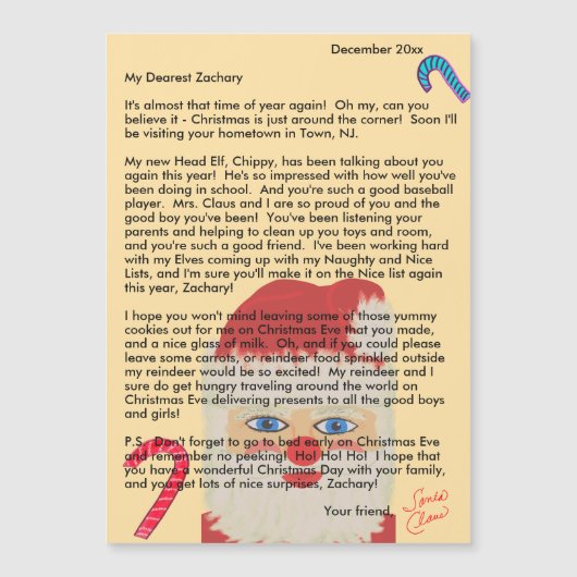 Personalized Letters from Santa Candy Canes Name (Voorkant)