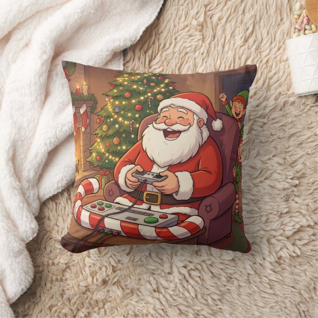 Personalized Level Up Christmas Funny Gamer Santa Kussen (Deken)