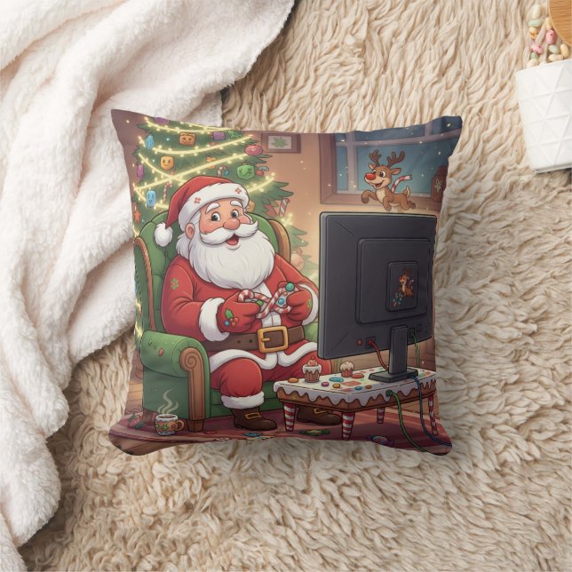 Personalized Level Up Christmas Funny Gamer Santa Kussen (Deken)