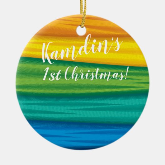 Personalized lgbtq rainbow flag lesbian gay bisexu keramisch ornament (Voorkant)