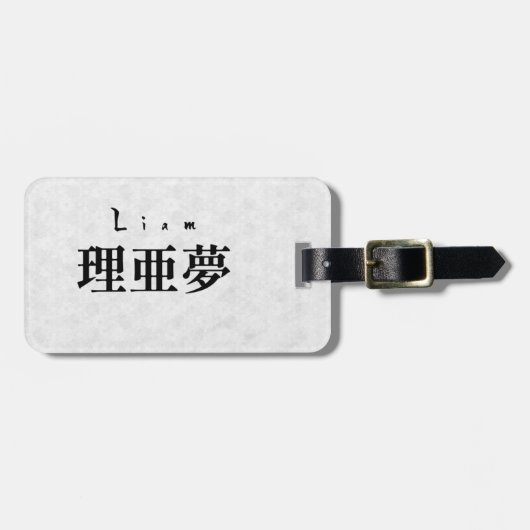 Personalized Liam Japanese Kanji Name Luggage Tag Bagagelabel (Voorkant horizontaal)
