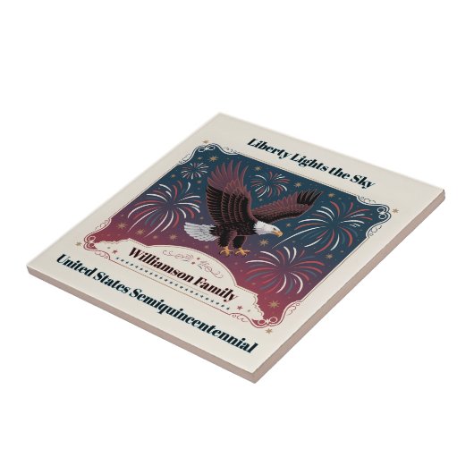 Personalized Liberty Fireworks Eagle Vintage Style Tegeltje (Zijkant)