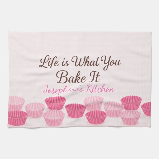 Personalized Life Is What You Bake It Cute Trendy Theedoek (Horizontaal)