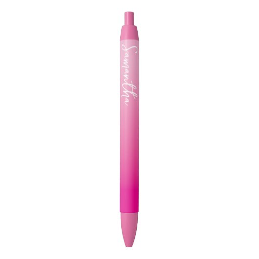 Personalized Light and Hot Pink Ombre Zwarte Inkt Pen (Voorkant Verticaal)
