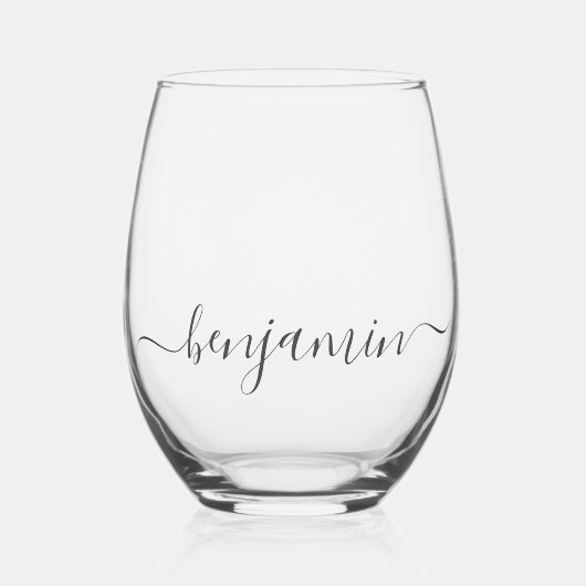  Personalized Light Gray Lines Wijnglas Zonder Voet (Voorkant)
