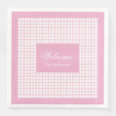 Personalized Light Pink Napkins Classic Plaid Set Servet (Voorkant)