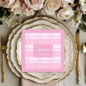 Personalized Light Pink Napkins Elegant Plaid Servet