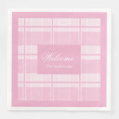 Personalized Light Pink Napkins Elegant Plaid Servet (Voorkant)