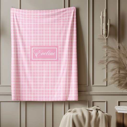 Personalized Light Pink Throw Chic Minimal Style Fleece Deken